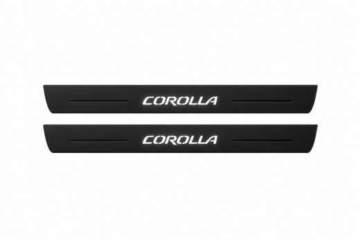 Toyota Corolla Sedan E210 2019–2026 — Matte PRO LED Door Sills — Corolla Logo