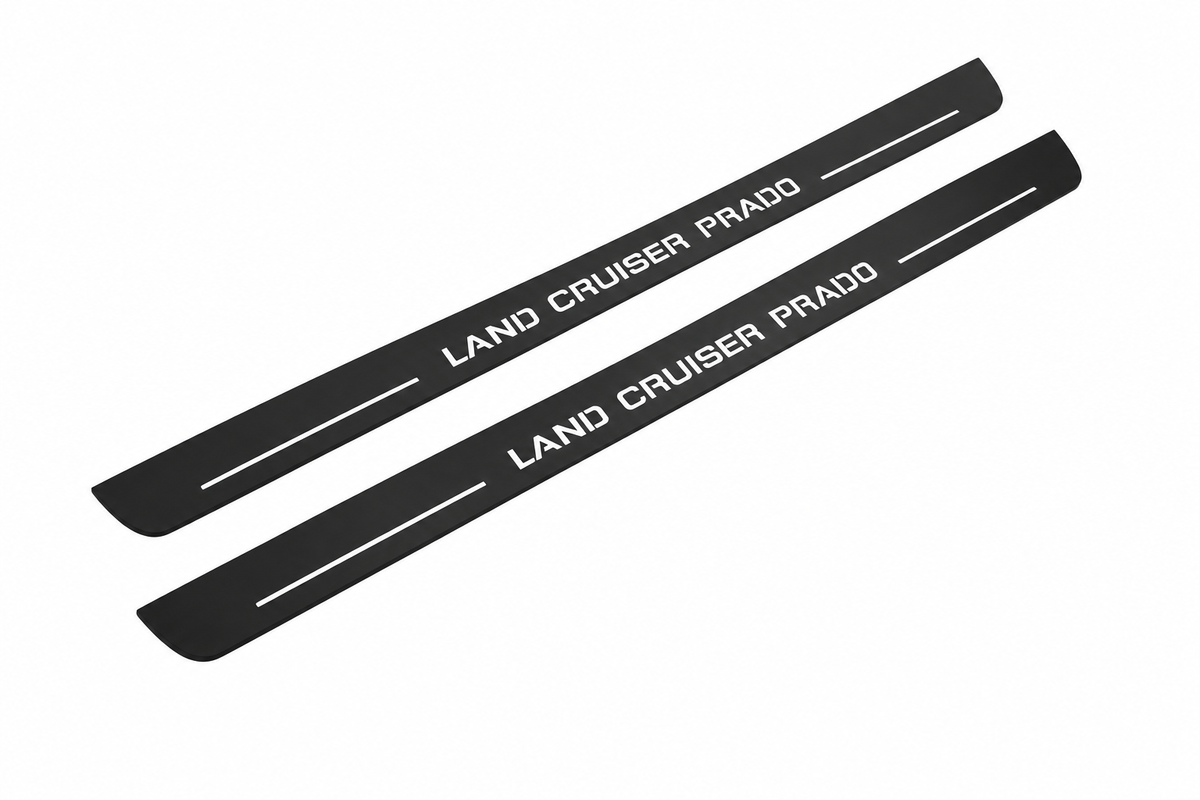 Toyota Land Cruiser Prado J120 Land Cruiser Prado Type 1 Matte PRO LED door sills, four-piece catalogue illustration, matte black with white illumination