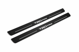 Toyota Tundra CrewMax XK50 TRD Pro Matte PRO LED door sills, FRONT two-piece catalogue illustration, matte black with white illumination
