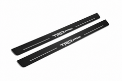 Toyota Tundra IV XK80 TRD Pro Matte PRO LED door sills, FRONT two-piece illustration, matte black with white illumination