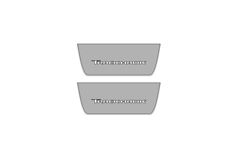 Illuminated LED Door Sill Tread Plates Jeep Grand Cherokee V 2021+ With Trackhawk Logo Jeep Led Door Sills opdesign