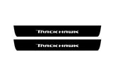 stainless steel illuminated door sill protectors for Jeep Grand Cherokee IV WK2 2010+ with Trackhawk logo