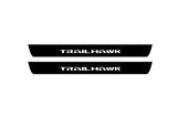 stainless steel illuminated door sill protectors with Jeep Cherokee KL 2014+ with Trailhawk logo
