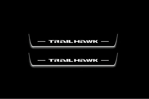 Jeep Grand Cherokee WL 2021–Present — Stainless Steel LED Door Sills — Trailhawk Logo