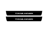 matte black coated stainless steel door sill plates for Jeep Grand Cherokee IV WK2 2010+ with Trailhawk logo