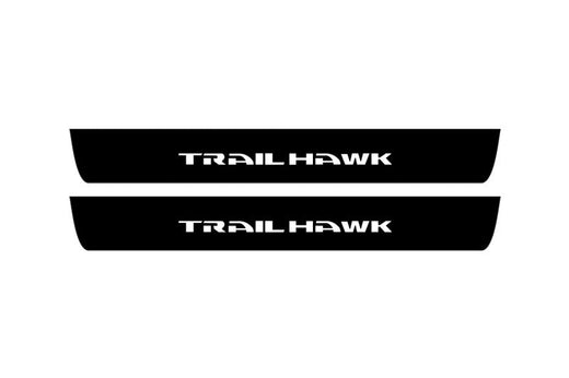 Jeep Grand Cherokee WK2 2010–2021 — Matte PRO LED Door Sills — Trailhawk Logo