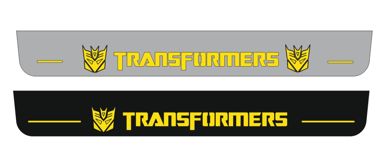 Illuminated LED Door Sill Tread Plates Chevrolet Camaro VI 2016-2024 With Transformers Decepticon Logo Chevrolet Led Door Sills opdesign