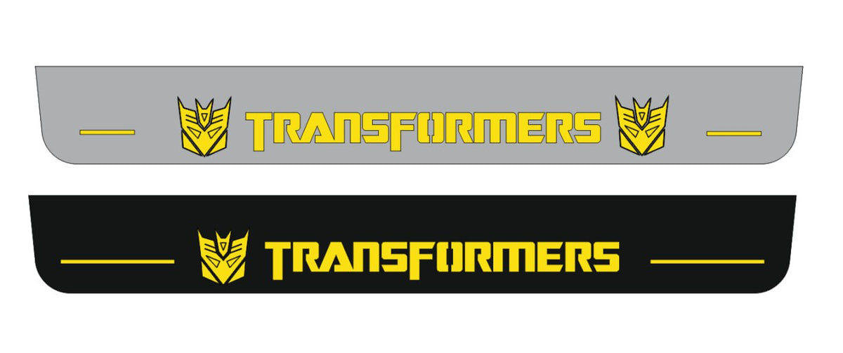 Chevrolet Camaro VI 2016+ LED door sill plates stainless steel with Transformers Decepticon logo