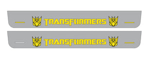 Illuminated LED Door Sill Tread Plates Chevrolet Camaro VI 2016-2024 With Transformers Decepticon Logo Chevrolet Led Door Sills opdesign