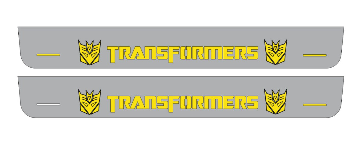 LED door sill plates for Chevrolet Camaro V E37 2009+ with Transformers Decepticon logo