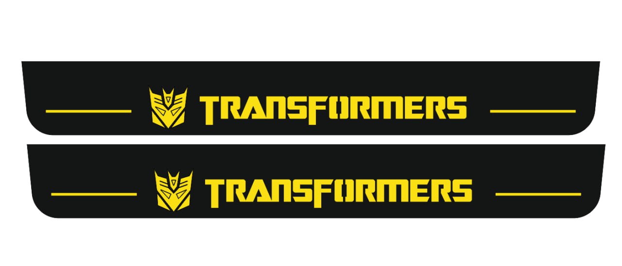 Chevrolet Camaro V E37 2009+ stainless steel illuminated entry guards with Transformers Decepticon logo