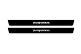 illuminated door sill protectors Chevrolet Camaro V E37 2009+ in stainless steel with TRANSFORMERS logo