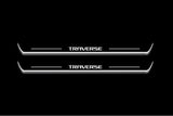 stainless steel LED door sill plates for Chevrolet Traverse II C1 2018+ with Traverse logo