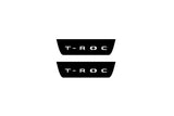 illuminated door sill protectors for Volkswagen T-Roc 2017+ matte black coated stainless steel with T-Roc logo