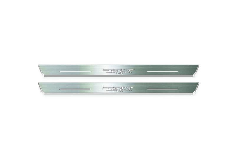 RAM 2500 V 2019+ stainless steel LED door sill plates with TRX logo