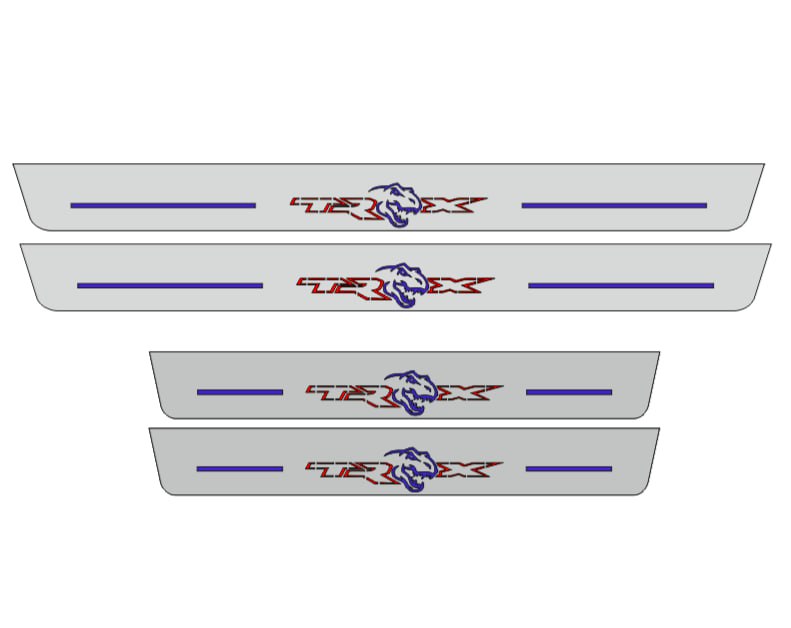 Illuminated LED Door Sill Tread Plates Dodge Ram V 2019+ With TRX Logo Dodge Led Door Sills opdesign