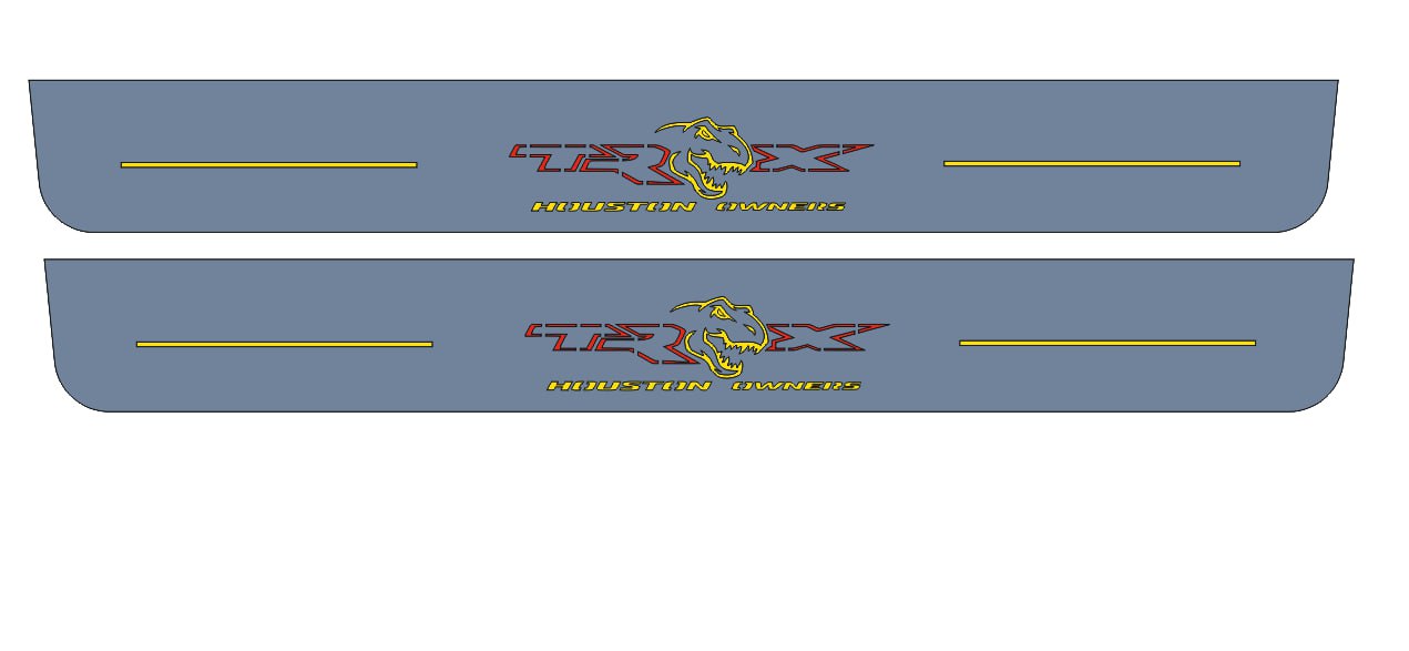 Illuminated LED Door Sill Tread Plates Dodge Ram V 2019+ With Houston Owners TRX Logo (Type 2) Dodge Led Door Sills opdesign