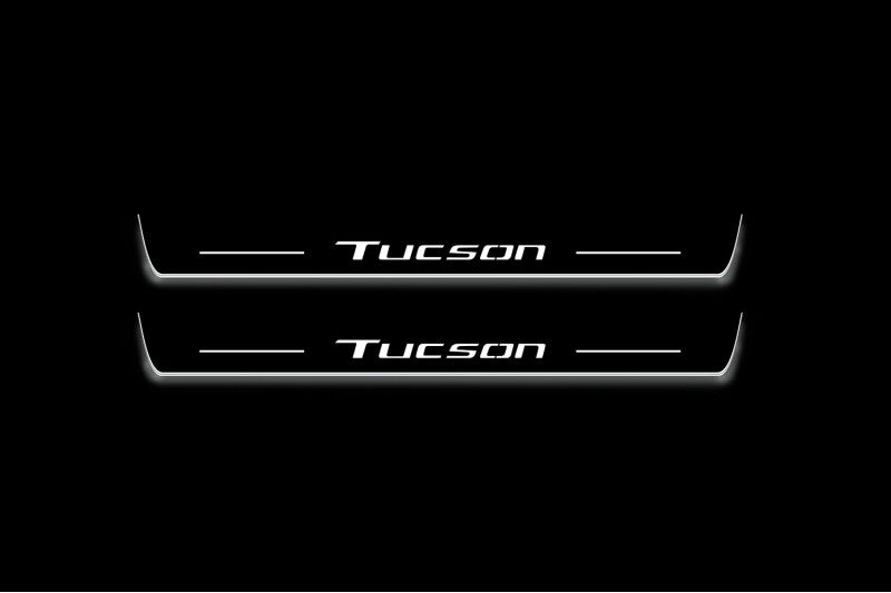 LED door sill plates stainless steel Hyundai Tucson IV 2020+ with Tucson logo