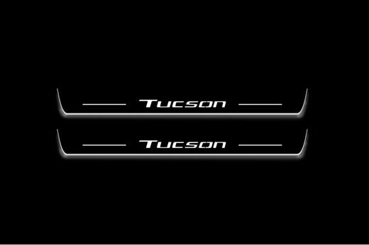 Hyundai Tucson NX4 2020–Present — Stainless Steel LED Door Sills — Tucson Logo
