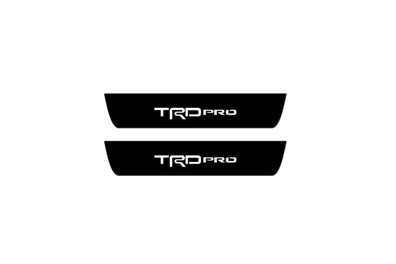 Toyota Tundra III DoubleCab XK70 2014+ illuminated door sill protectors stainless steel with TRDpro logo