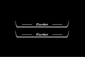 Porsche Cayenne Coupe E3 Stainless Steel LED Door Sills – Turbo Logo