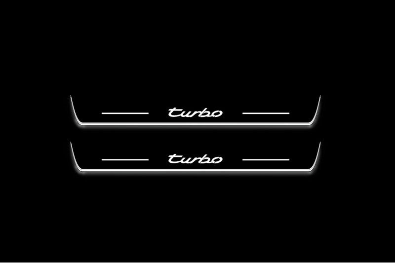 Porsche Cayenne Coupe E3 Stainless Steel LED Door Sills – Turbo Logo