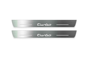 Porsche Cayenne Coupe E3 Stainless Steel LED Door Sills – Turbo Logo