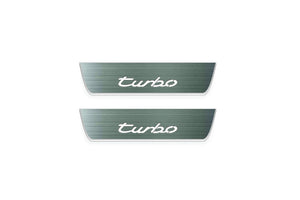 Porsche Cayenne Coupe E3 Stainless Steel LED Door Sills – Turbo Logo