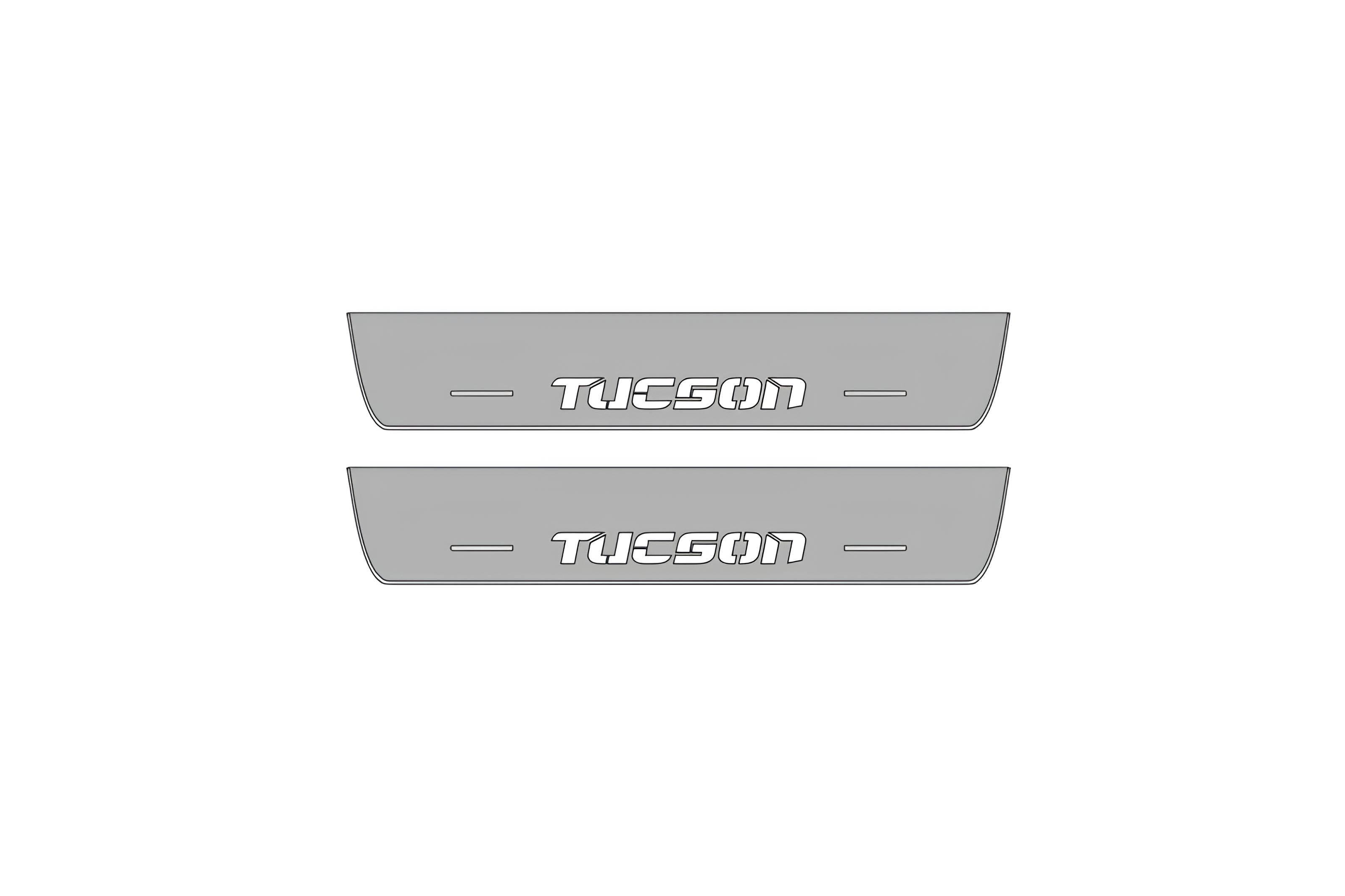 Illuminated LED Door Sill Tread Plates Hyundai Tucson I 2004-2015 With Tucson Logo Hyundai Led Door Sills opdesign