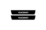 illuminated door sill protectors for Hyundai Tucson I 2004+ stainless steel with Tucson logo