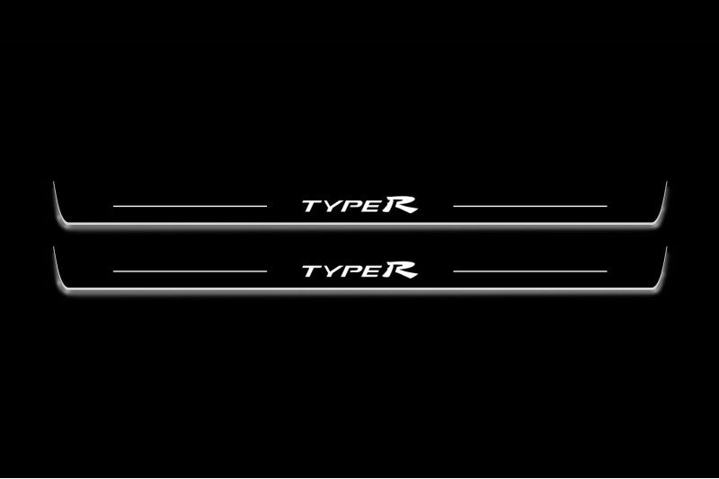 Honda Civic 3D 2006+ stainless steel LED door sill plates with TypeR logo