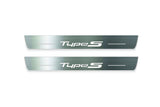 Two long silver-finished door sill plates with Type S lettering on a light background, straight-on view.