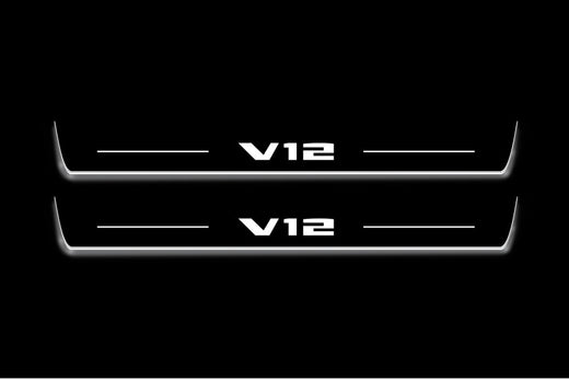 BMW 7 G11/G12 2015+ Stainless Steel LED Door Sills – V12 Logo