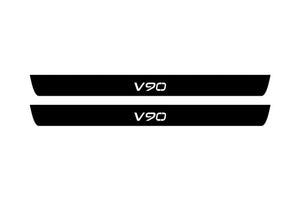 Volvo V90 II 2016+ Illuminated Matte Sill Plates with logo V90 Volvo Led Door Sills PRO opdesign