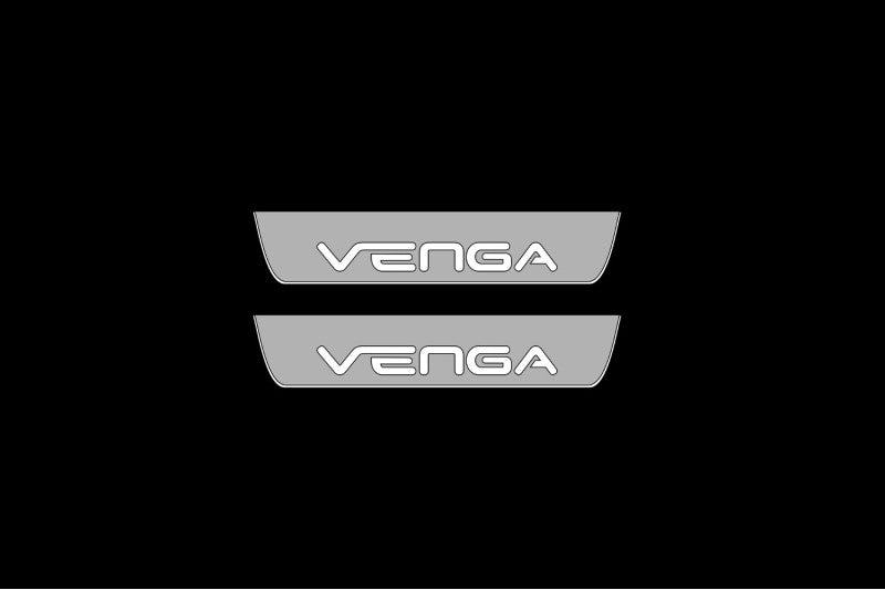 Illuminated LED Door Sill Tread Plates KIA Venga 2009-2019 With Venga Logo KIA Led Door Sills opdesign
