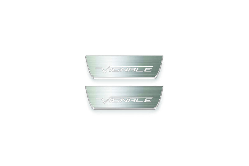 Ford Edge II 2015+ LED door sill plates stainless steel with Vignale logo