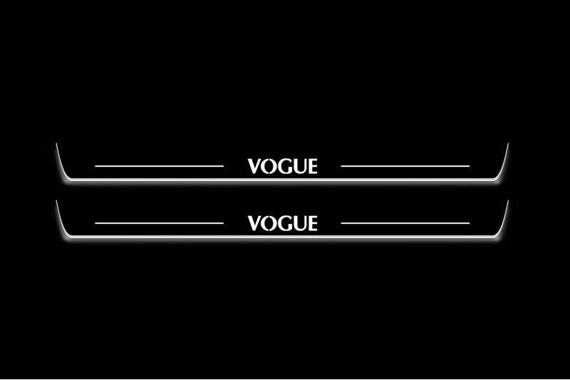 Range Rover IV L405 2012-2021 VOGUE LED Door Sills Illuminated Scuff VOGUE Logo Stainless Steel Entry Guards