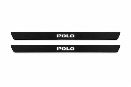 Volkswagen Polo V 2009–2017 — Matte PRO LED Door Sills — Polo Logo