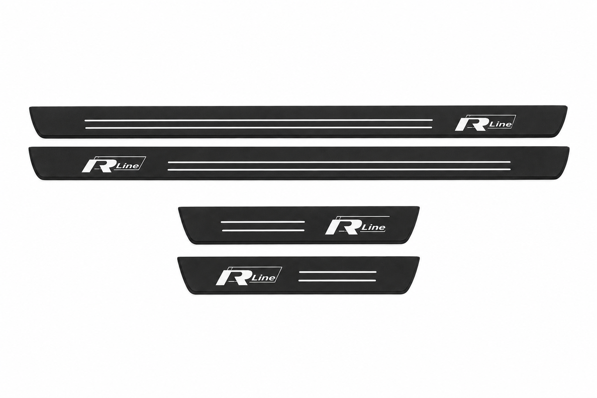 Volkswagen Tiguan 5N flat Matte PRO LED door sills with Edge-Offset Twin-Line R-Line design