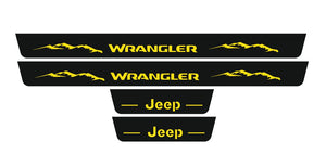 Jeep Wrangler JK 2006-2018 LED Door Sills Illuminated Scuff Jeep Wrangler Logo (Type 2) Stainless Steel Entry Guards Door Sil