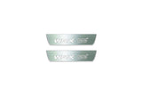 Two short silver-finished door sill plates with WRX STI lettering on a light background, straight-on view.