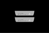 LED door sill plates Mitsubishi Lancer Evolution X 2007+ in stainless steel with Lancer Evolution X logo