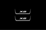 BMW X2 F39 2018+ LED door sill plates stainless steel with X2 logo
