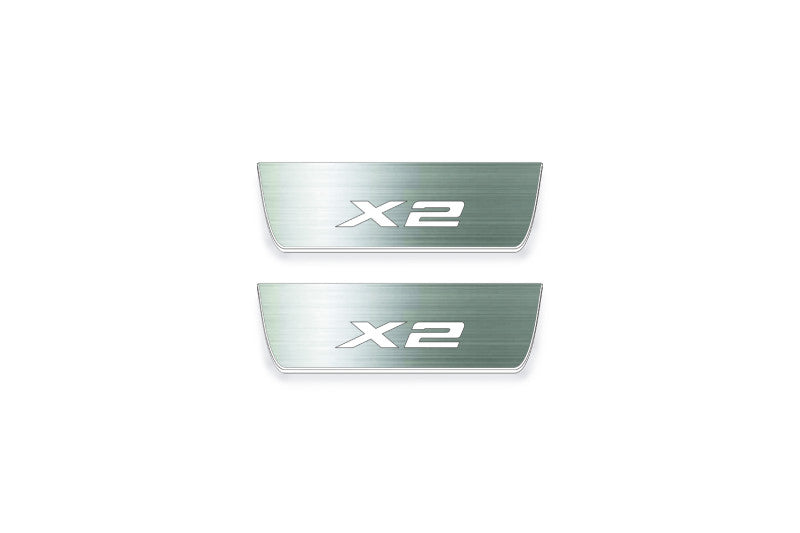 BMW X2 F39 2018+ illuminated entry guards in stainless steel with X2 logo