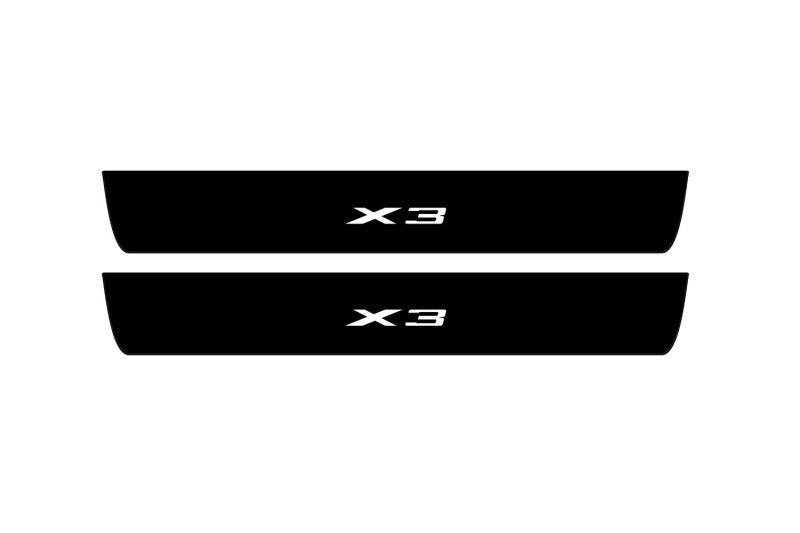 illuminated door sill protectors for BMW X3 F25 2010+ stainless steel with X3 logo