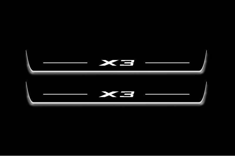 LED door sill plates BMW X3 G01 2017+ in stainless steel with X3 logo