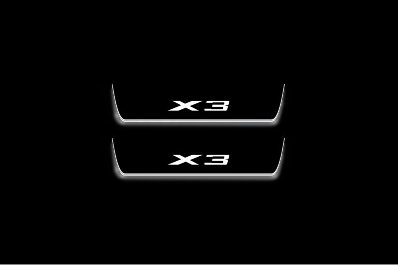 stainless steel LED door sill plates for BMW X3 G01 2017+ with X3 logo