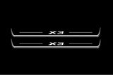 BMW X3 E83 2003+ stainless steel LED door sill plates with X3 logo