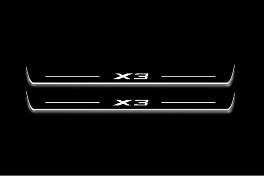 BMW X3 E83 2003–2010 — Stainless Steel LED Door Sills — X3 Logo