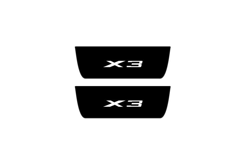 BMW X3 F25 2010+ illuminated entry guards in stainless steel with X3 logo